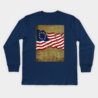 Declaration of Independence & Flag Kids Long Sleeve T-Shirt